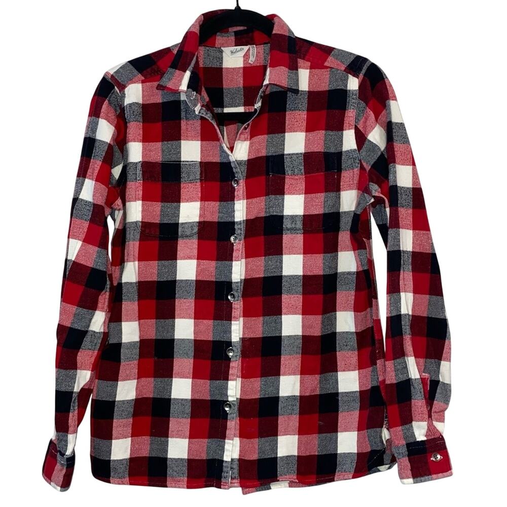 Woolrich Buffalo Plaid Flannel Shirt Red Black White Button Up Medium Cotton